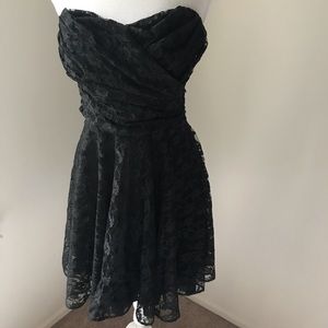 Express Black Ruffle Lace Sweetheart Strapless Cocktail Dress 6